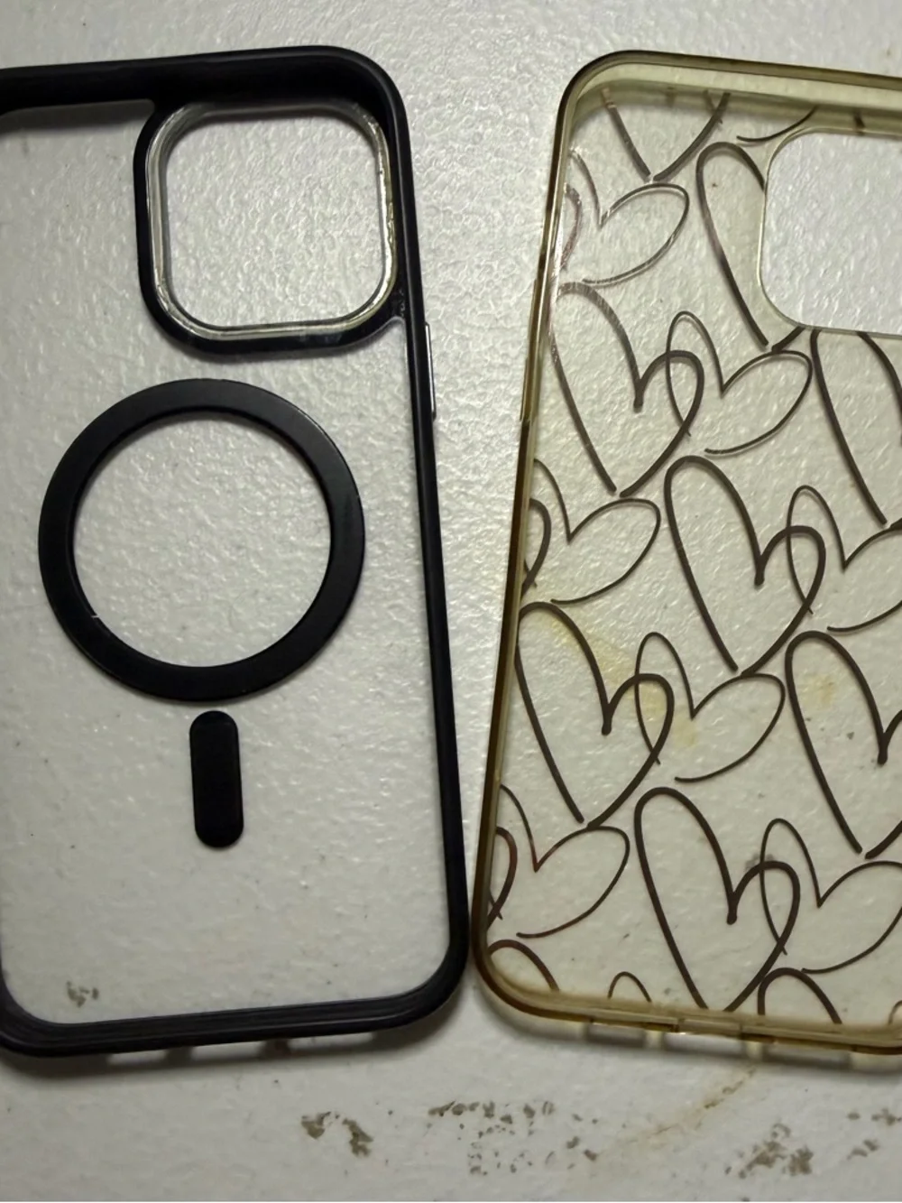 Clear Black & Gold Heart iPhone 15 pro max Case Bundle